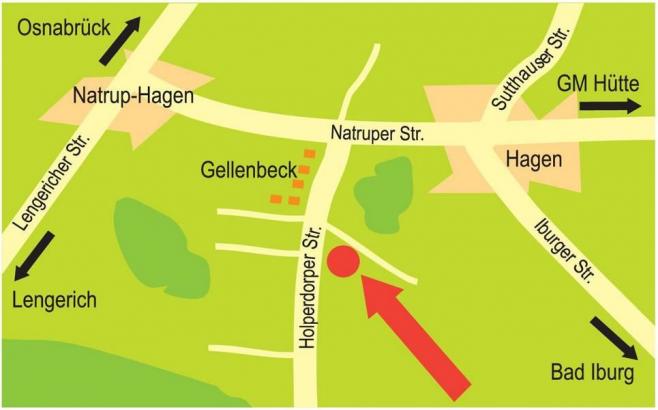 Landkarte mit Wegbeschreibung zur Holperdorper Straße 1 in 49170 Hagen